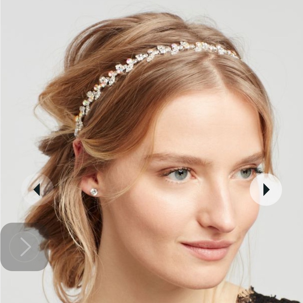 NWT, Metal Leaves Stretch Headband - Silver